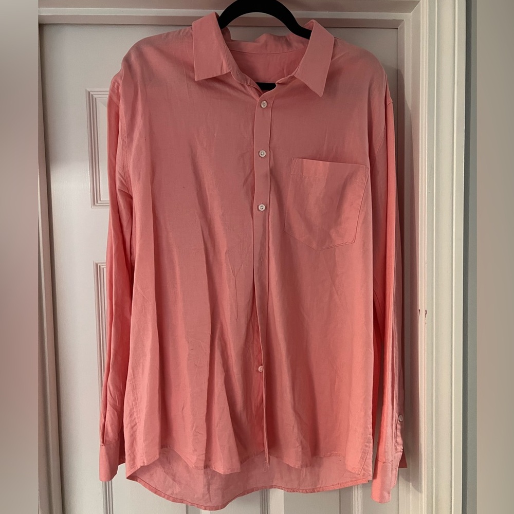 Men’s Pink Button-Down Shirt - Size L